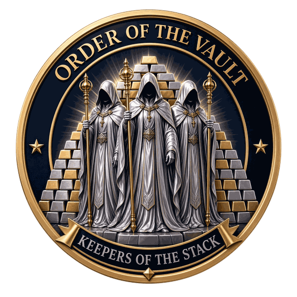 Keepers of the Stack coin, navy enamel finish — front